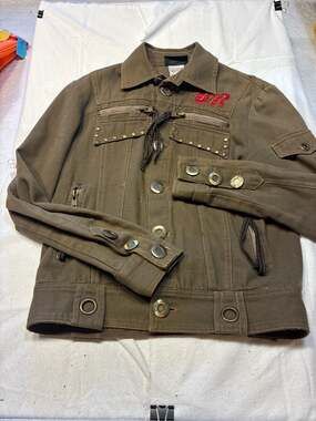 Buddha Vintage Military Style Studded Cotton Jacket with BR Patch